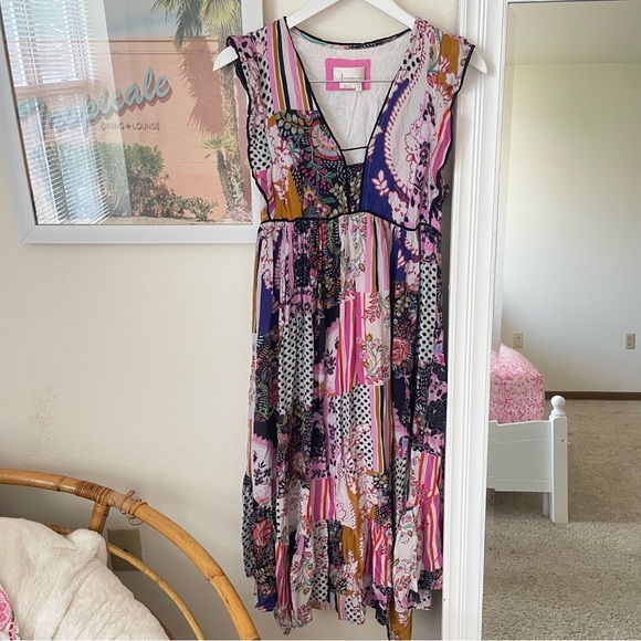 Anthropologie Ruffled Patchwork Midi Dress - Picture 4 of 7